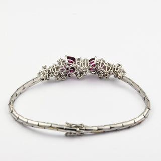 Armband aus 750 Weißgold mit Rubin und Brillant, neuwertig, nachhaltiger second hand Schmuck perfekt aufgearbeitet