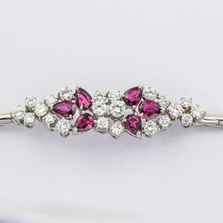 Armband aus 750 Weißgold mit Rubin und Brillant, neuwertig, nachhaltiger second hand Schmuck perfekt aufgearbeitet