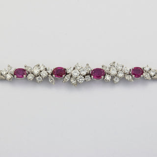 Armband aus 750 Weißgold mit Rubin, Brillant und Diamant, neuwertig, nachhaltiger second hand Schmuck perfekt aufgearbeitet