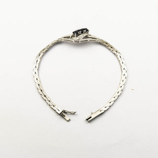 Armband aus 585 Weißgold mit Saphir und Diamant, nachhaltiger second hand Schmuck perfekt aufgearbeitet