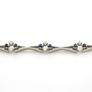 Saphirarmband aus 585 Weißgold mit Diamant, nachhaltiger second hand Schmuck perfekt aufgearbeitet