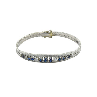 Saphirarmband aus 585 Weißgold mit Brillant, nachhaltiger second hand Schmuck perfekt aufgearbeitet