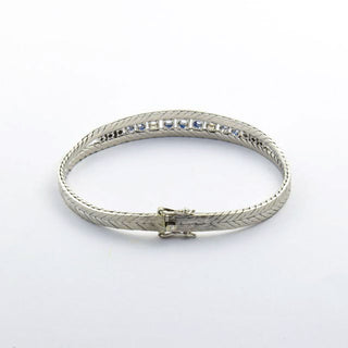 Saphirarmband aus 585 Weißgold mit Brillant, nachhaltiger second hand Schmuck perfekt aufgearbeitet