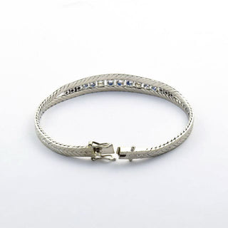 Saphirarmband aus 585 Weißgold mit Brillant, nachhaltiger second hand Schmuck perfekt aufgearbeitet