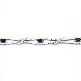 Saphirarmband aus 585 Weißgold mit Diamant, nachhaltiger second hand Schmuck perfekt aufgearbeitet