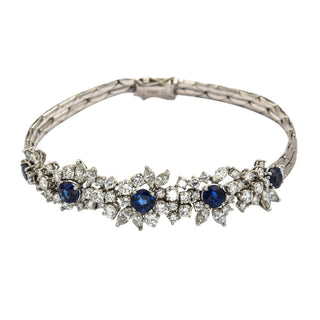 Armband aus 750 Weißgold mit Saphir, Brillant und Diamant, neuwertig, nachhaltiger second hand Schmuck perfekt aufgearbeitet