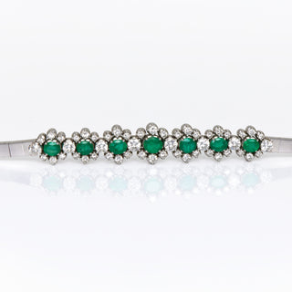 Smaragdarmband aus 750 Weißgold mit Brillant, nachhaltiger second hand Schmuck perfekt aufgearbeitet