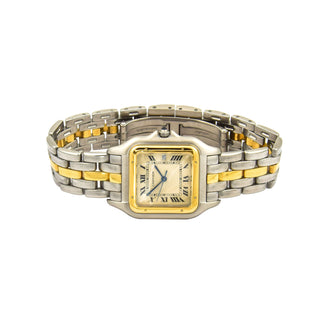 Cartier Panthere Quarzwerk mit Datumsanzeige und Zentralsekunde, gebrauchte Luxusuhr im Top-Zustand