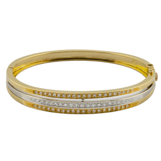 Armreif aus 750 Gelb- und Weißgold mit Diamant, nachhaltiger second hand Schmuck perfekt aufgearbeitet