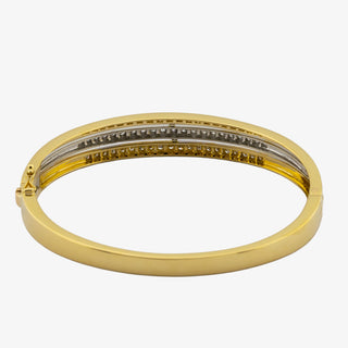 Armreif aus 750 Gelb- und Weißgold mit Diamant, nachhaltiger second hand Schmuck perfekt aufgearbeitet