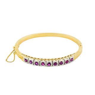 Rubinarmreif aus 585 Gelb- und Weißgold, nachhaltiger second hand Schmuck perfekt aufgearbeitet