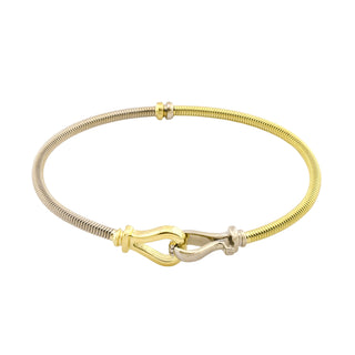 Armreif aus 585 Gelb- und Weißgold, nachhaltiger second hand Schmuck perfekt aufgearbeitet