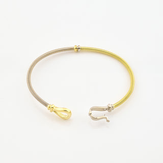 Armreif aus 585 Gelb- und Weißgold, nachhaltiger second hand Schmuck perfekt aufgearbeitet