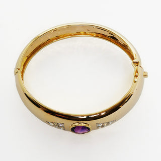 Armreif aus 585 Gelbgold mit Amethyst und Brillant, nachhaltiger second hand Schmuck perfekt aufgearbeitet