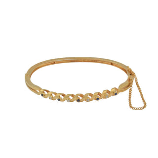 Brillantarmreif aus 585 Gold mit Saphir, nachhaltiger second hand Schmuck perfekt aufgearbeitet