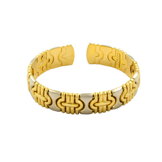 Quadri Armspange aus 750 Gelbgold, nachhaltiger second hand Schmuck perfekt aufgearbeitet