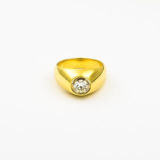 Bandring aus 585 Gelb- und Weißgold mit Brillant, nachhaltiger second hand Schmuck perfekt aufgearbeitet