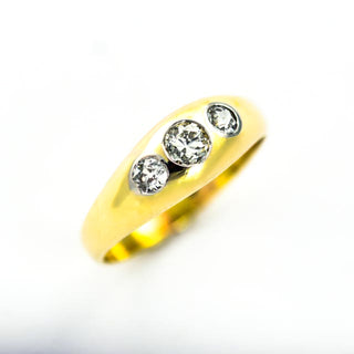 Brillantring aus 585 Gelb- und Weißgold, nachhaltiger second hand Schmuck perfekt aufgearbeitet