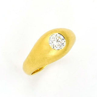 Bandring aus 585 Gelbgold mit Brillant, nachhaltiger second hand Schmuck perfekt aufgearbeitet