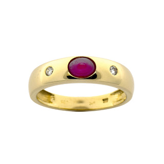 Bandring aus 585 Gelbgold mit Rubin und Brillant, nachhaltiger second hand Schmuck perfekt aufgearbeitet