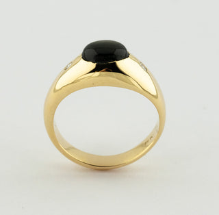 Bandring aus 585 Gelbgold mit Saphir und Diamant, nachhaltiger second hand Schmuck perfekt aufgearbeitet