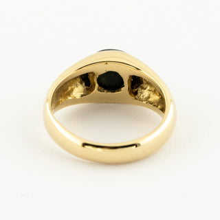 Bandring aus 585 Gelbgold mit Saphir und Diamant, nachhaltiger second hand Schmuck perfekt aufgearbeitet