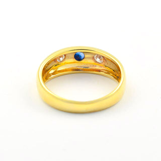 Bandring aus 585 Gelbgold mit Saphir und Brillant, nachhaltiger second hand Schmuck perfekt aufgearbeitet