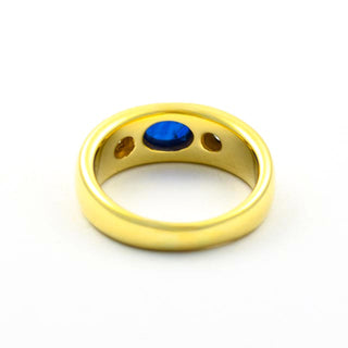 Saphirring aus 585 Gelbgold mit Brillant, nachhaltiger second hand Schmuck perfekt aufgearbeitet