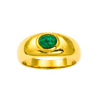 Bandring aus 750 Gelbgold mit Smaragd, nachhaltiger second hand Schmuck perfekt aufgearbeitet