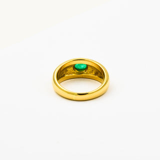 Bandring aus 750 Gelbgold mit Smaragd, nachhaltiger second hand Schmuck perfekt aufgearbeitet