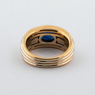 Saphirring aus 750 Rot- und Weißgold, nachhaltiger second hand Schmuck perfekt aufgearbeitet