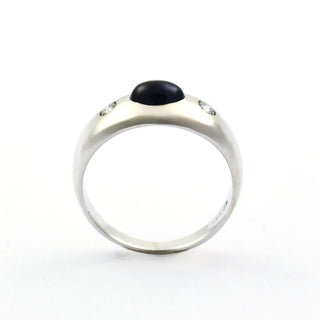 Bandring aus 585 Weißgold mit Saphir und Brillant, nachhaltiger second hand Schmuck perfekt aufgearbeitet