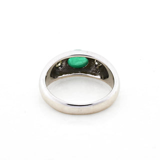 Bandring aus 585 Weißgold mit Smaragd und Brillant, nachhaltiger second hand Schmuck perfekt aufgearbeitet