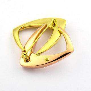 Brosche aus 585 Gelb- und Rotgold, nachhaltiger second hand Schmuck perfekt aufgearbeitet