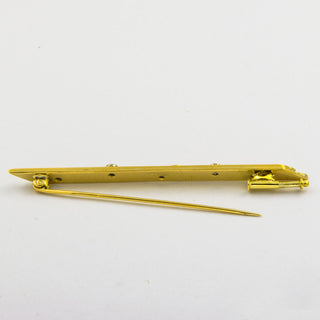 Brosche aus 585 Gelb- und Weißgold mit Brillant, Jugendstil, Handarbeit, nachhaltiger second hand Schmuck perfekt aufgearbeitet