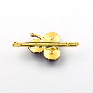 Granatbrosche Johannisbeeren aus 585 Gelb- und Weißgold mit Diamant, nachhaltiger second hand Schmuck perfekt aufgearbeitet