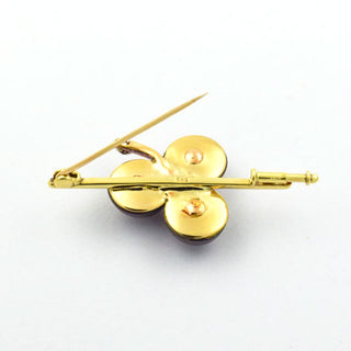 Granatbrosche Johannisbeeren aus 585 Gelb- und Weißgold mit Diamant, nachhaltiger second hand Schmuck perfekt aufgearbeitet