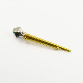 Topasbrosche Zauberstab aus 585 Gelb- und Weißgold, nachhaltiger second hand Schmuck perfekt aufgearbeitet