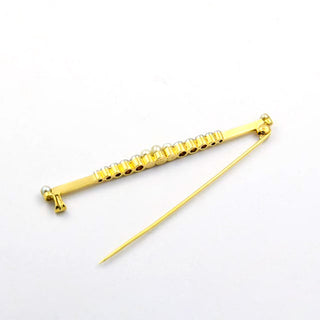 Perlenbrosche aus 585 Gelbgold/Platin mit Brillant, nachhaltiger second hand Schmuck perfekt aufgearbeitet