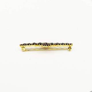 Granatbrosche aus 333 Gelbgold, nachhaltiger second hand Schmuck perfekt aufgearbeitet
