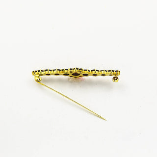 Granatbrosche aus 333 Gelbgold, nachhaltiger second hand Schmuck perfekt aufgearbeitet