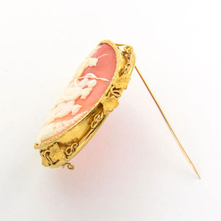 Brosche aus 585 Gelbgold mit Kamee/Gemme, nachhaltiger second hand Schmuck perfekt aufgearbeitet