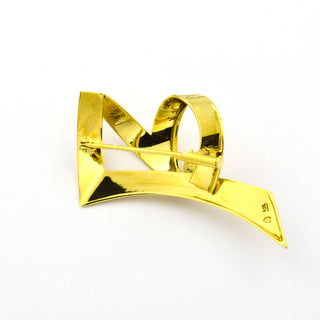 Brosche aus 585 Gelbgold mit Perle, nachhaltiger second hand Schmuck perfekt aufgearbeitet