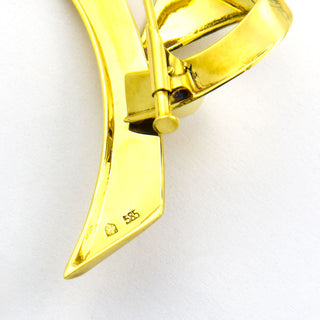 Brosche aus 585 Gelbgold mit Perle, nachhaltiger second hand Schmuck perfekt aufgearbeitet