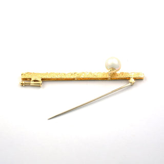 Perlenbrosche aus 585 Gelbgold, nachhaltiger second hand Schmuck perfekt aufgearbeitet