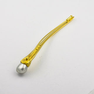 Brosche aus 585 Gelbgold mit Perle und Brillant, nachhaltiger second hand Schmuck perfekt aufgearbeitet