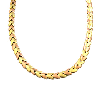 Collier im Verlauf aus 585 Gelb- und Rotgold, 41 cm, nachhaltiger second hand Schmuck perfekt aufgearbeitet