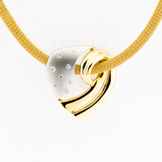 Brillantcollier aus 585 Gelb- und Weißgold, nachhaltiger second hand Schmuck perfekt aufgearbeitet