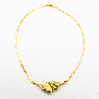 Collier aus 585 Gelb- und Weißgold mit Brillant, nachhaltiger second hand Schmuck perfekt aufgearbeitet