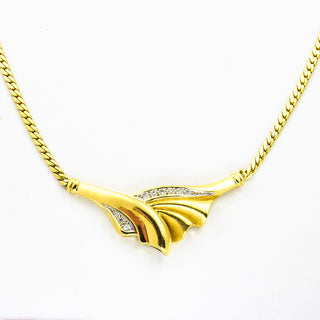 Collier aus 585 Gelb- und Weißgold mit Brillant, nachhaltiger second hand Schmuck perfekt aufgearbeitet